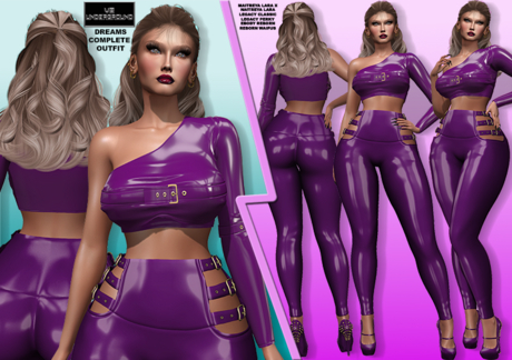 Second Life Marketplace - **DREAMS PURPLE LATEX STYEL COMPLETE OUTFIT**